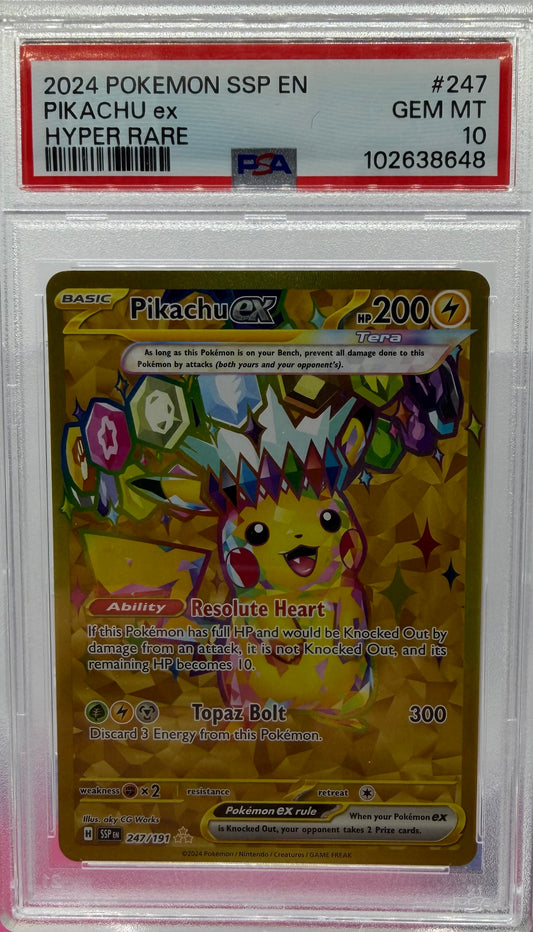 PSA 10 2024 POKEMON SSP EN  PIKACHU ex  HYPER RARE  FSA