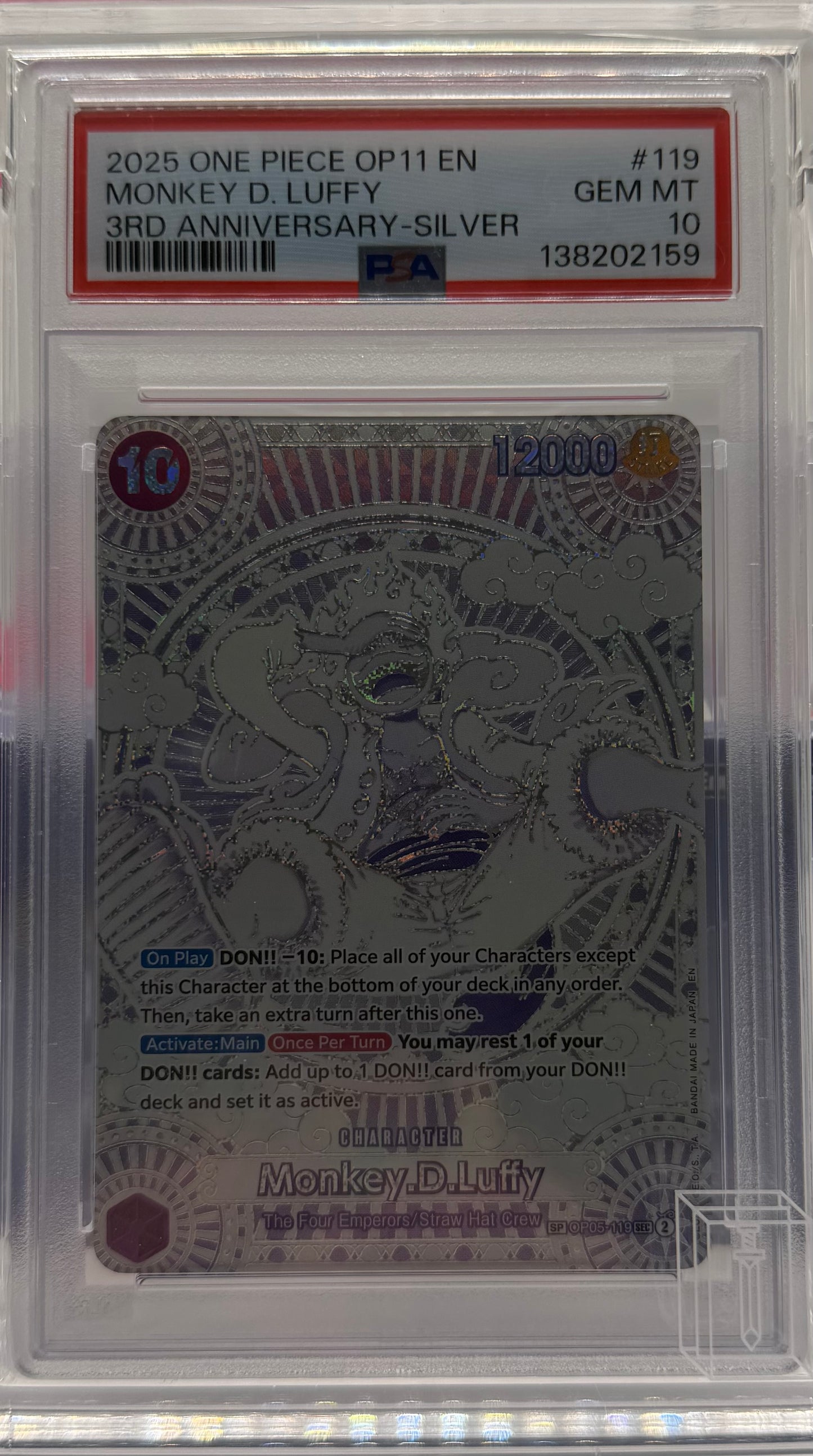 PSA 10 2025 ONE PIECE OP11 EN  MONKEY D. LUFFY  3RD ANNIVERSARY-SILVER