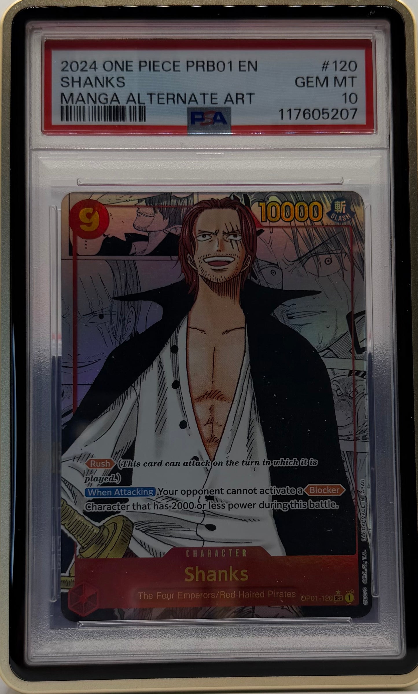 PSA 10 2024 ONE PIECE PRB01 EN  SHANKS  MANGA ALTERNATE ART