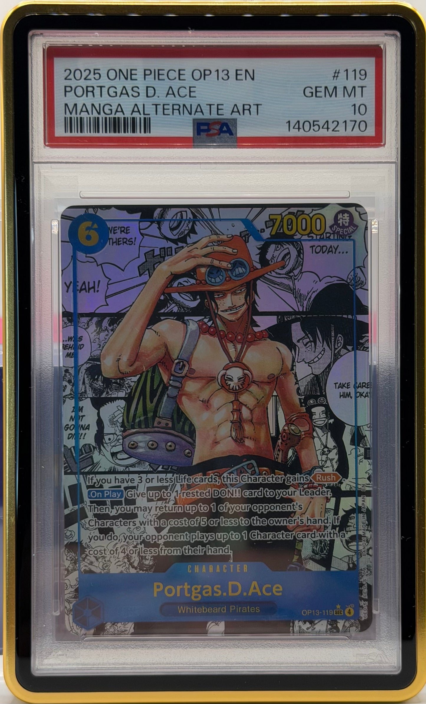 PSA 10 2025 ONE PIECE OP13 EN  PORTGAS D. ACE  MANGA ALTERNATE ART