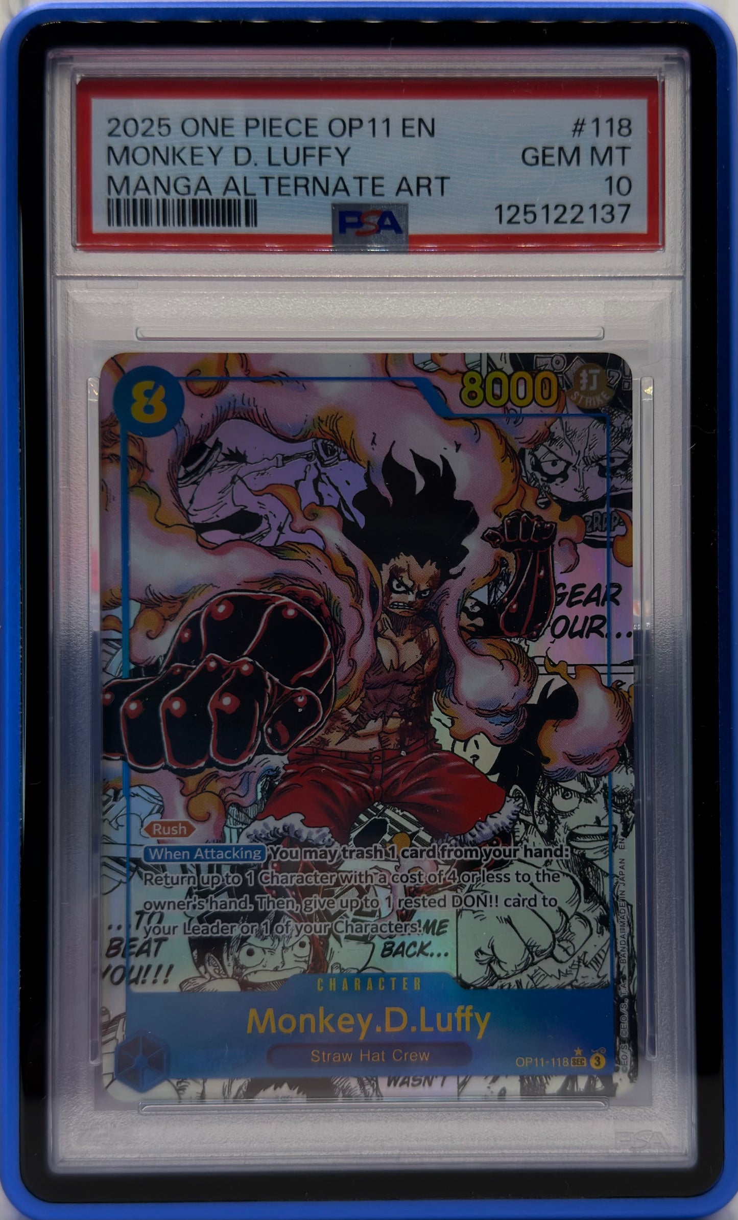 PSA 10 2025 ONE PIECE OP11 EN  MONKEY D. LUFFY  MANGA ALTERNATE ART